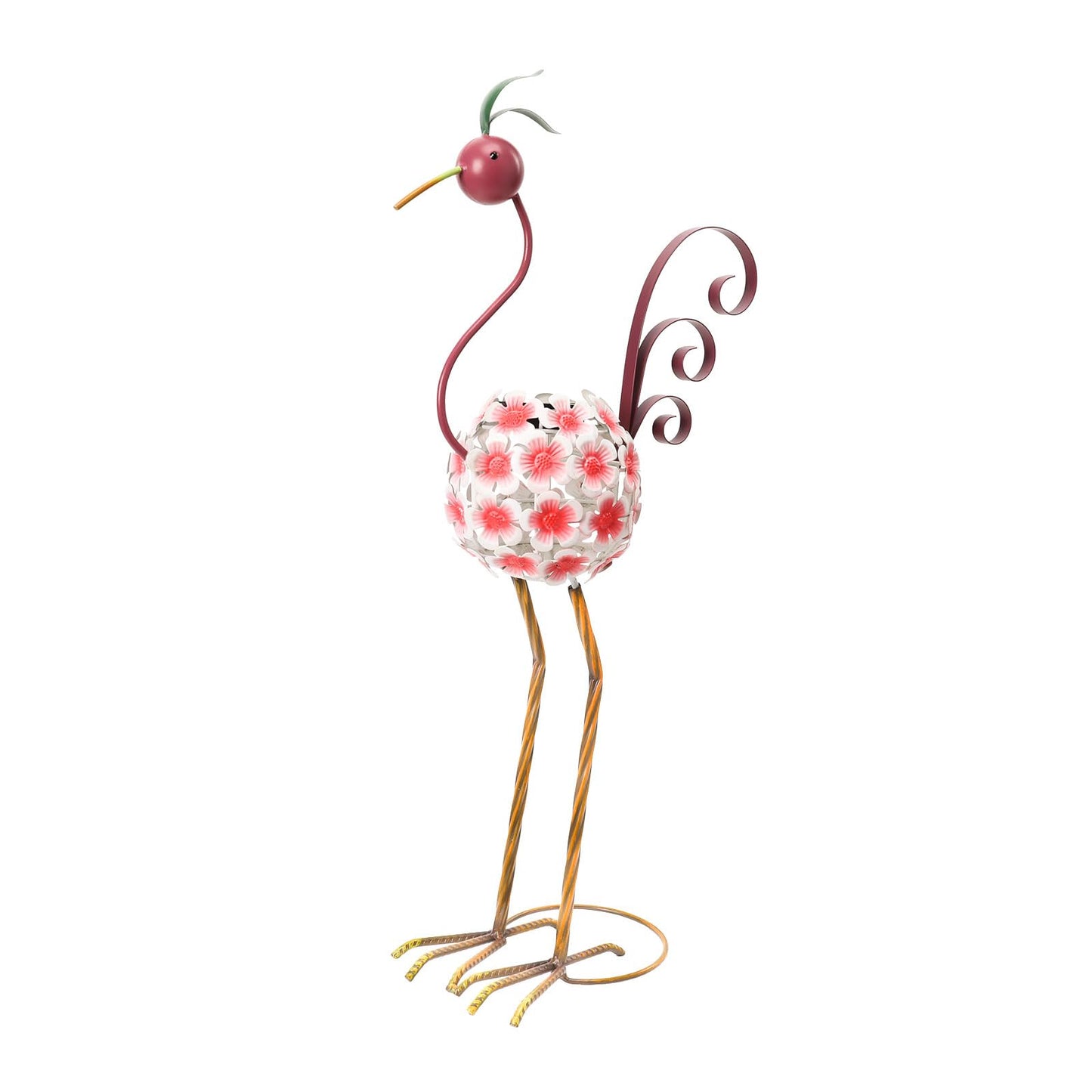Afirst Solar Flamingo Outdoor Decor Metal Flamingo Figurine Light with Flowers Pink Flamingos Solar Sculptures & Statues for Yard Outdoor Lawn Decoration
