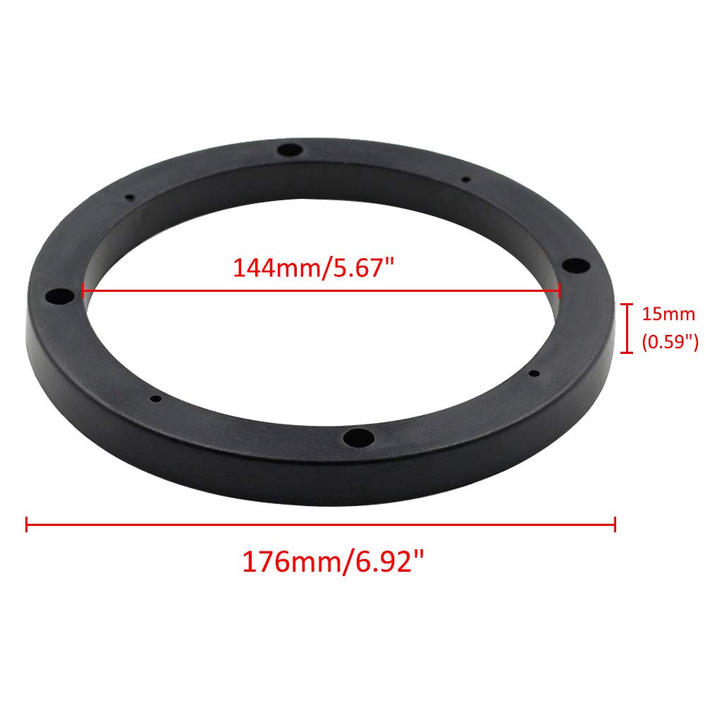 Mecion 4Pcs Universal Black 6.5 Round 15Mm Depth Speaker Spacers For Auto Car