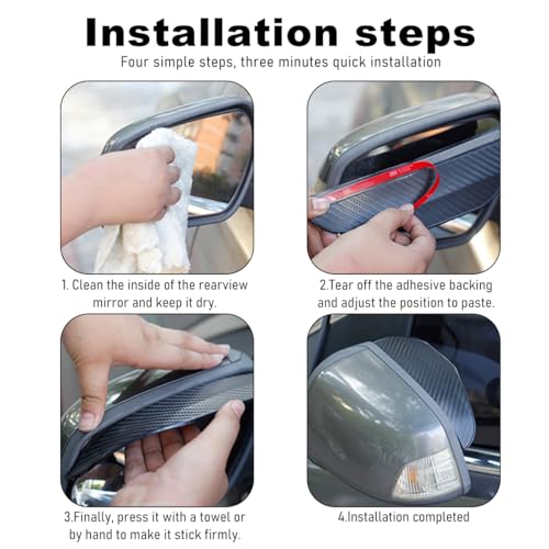 Wevdn 2 PCS Mirror Rain Visor Eyebrow, Waterproof PVC Auto Exterior Rear View Mirror Rain Visor Guard, Rainproof Side Mirr...
