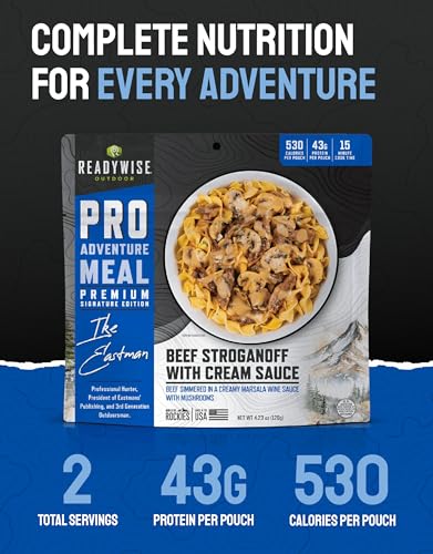 ReadyWise Outdoor Pro Adventure Meal Beef Stroganoff with Cream Sauce, Premium Freeze-Dried Food for Camping, Hiking, and ...