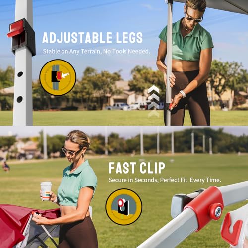 CROWN SHADES 10x10 Pop Up Canopy - Beach Tent with One Push Setup - Easy Outdoor Sun Shade for Events, Parties, Camping - ...