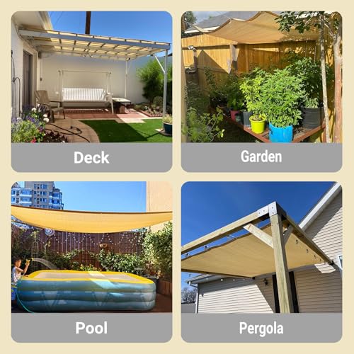 MEANCHEN 90% 10x20ft Sun Shade Cloth for Outdoor Deck Backyard Patio Garden Shade Fabric Privacy Screen Pergola Shade Cove...