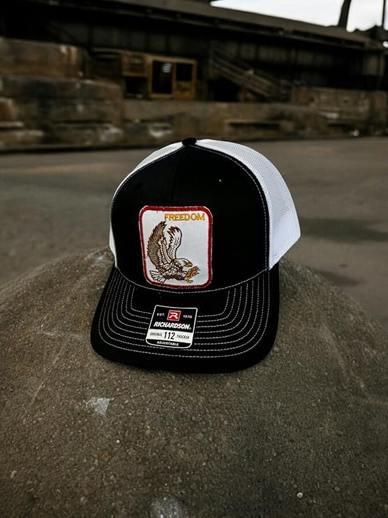 The Goozler Freedom Eagle Patch Style Unisex Adjustable Snap Back Embroidered Trucker Hat Mens Womens America USA