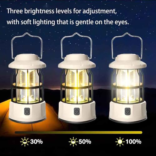YIONGTAF Adjustable Waterproof Rechargeable Camping Lantern, Emergency Light, Fishing, Adventures, Power Outages, Black