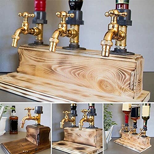 Drink Dispenser Whiskey Wood Dispenser with Tap, Wooden Drinking Fountain,Beverage Dispenser for Bar and Juice Soda Drink ...