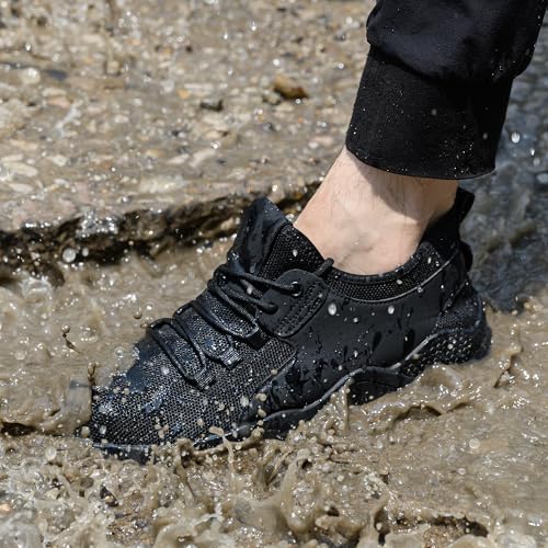ulogu Waterproof Non Slip Shoes for Men Women Work Sneakers Food Service Water Resistant Slip on Walking Shoes Black