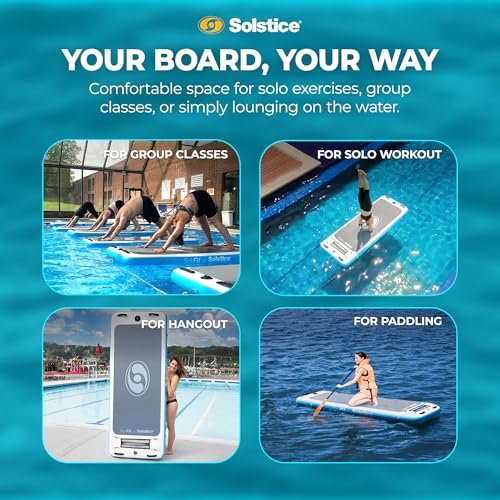 SOLSTICE Sol Fit Inflatable Stand-Up Paddleboard & Aquatic Fitness Mat with 7'10" Non-Slip Traction Pad - Floating Exercis...