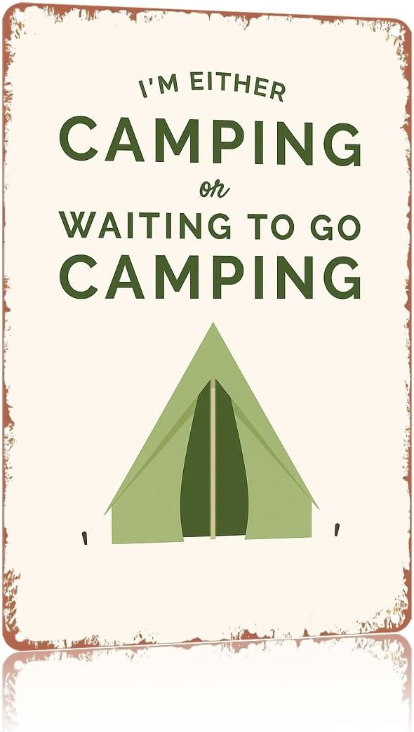Retro Metal Sign Camping Lifestyle "Happy Camp",Text Art Poster Home Wall Decor, For Bedroom, Living Room, Bar, Restaurant...