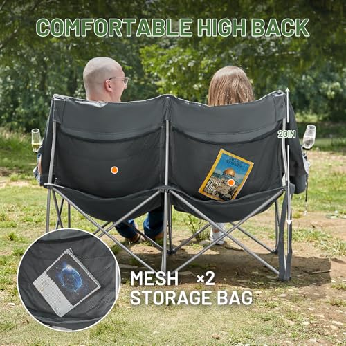 Timber Ridge Double Camping Chair, Heavy Duty Outdoor Folding Camp Couch, Loveseat Camping Chairs Perfect for Campsites, P...