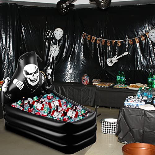 44 Inch Inflatable Grim Reaper Coffin Cooler Halloween Party Supplies 120+ Cans Large Capacity Inflatable Drink Holder for...