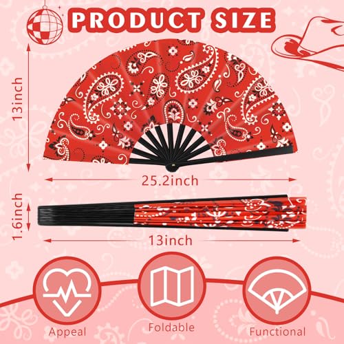 GlikCeil 1 Pcs 13 inch Folding Hand Fan Patterned Folding Fans Foldable Party Favors for Music Festivals, Club Events, Dan...