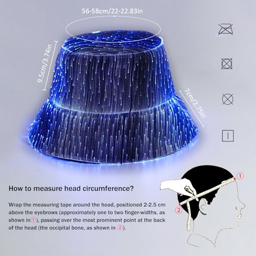 lumisonata LED Rave Bucket Hat Light up Fisherman Cap 7 Colors Glow in the Dark Party Hats USB Rechargeable EDM Festival Gear