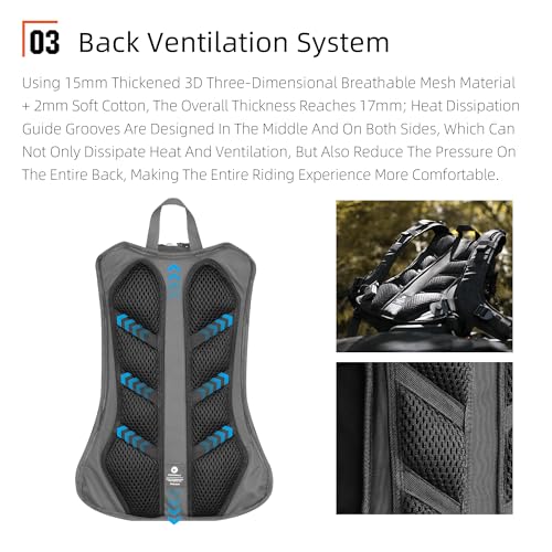 Rhinowalk Motorcycle Backpack Helmet Holder Hydration Bladder Compartment Magnetic Fastening Buckle MOLLE System Rain Cove...