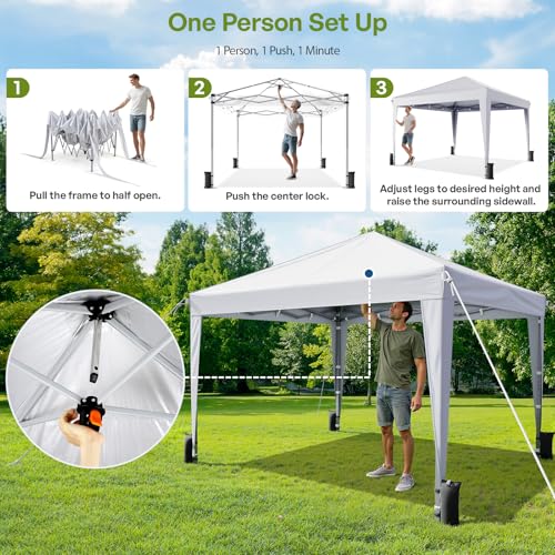 Driftalia 10x10 Pop Up Canopy with Sidewalls, Outdoor Instant Canopy Tent with Carry Bag for Commercial Events, Camping, B...