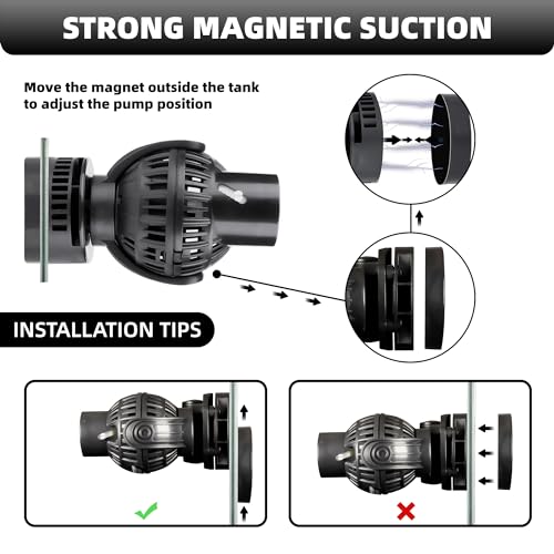 YCTECH Aquarium Wave Maker Pump: 6W 1056GPH 360°Adjustable Power Head Fish Tank Circulation Pump with Magnet Suction Base ...