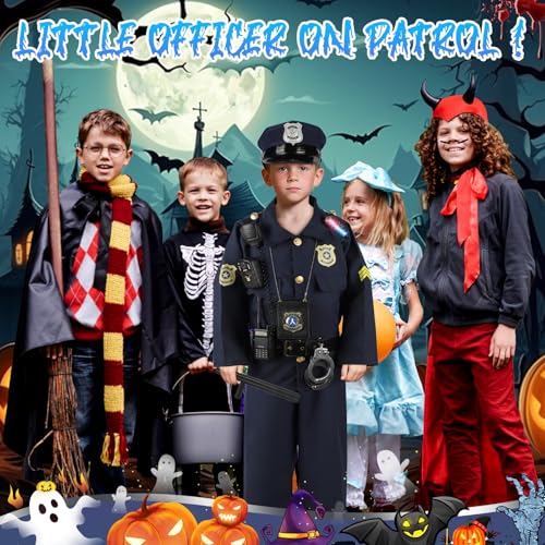 IVENRXIU Police Costume for Kids, Cop Pretend Play Toys for Dress Up, Role Play Set with Handcuffs, Flashlight, Police Bad...