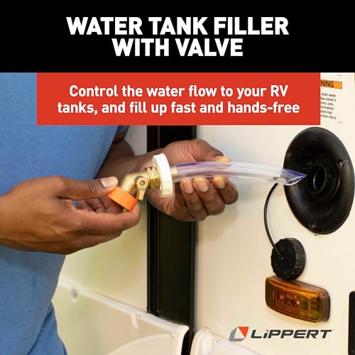 Lippert Premium RV Starter Kit with Power Adapters, Regulator, Filter, Tank Filler, Water Hose, Sewer Hose Kit, Hose Suppo...
