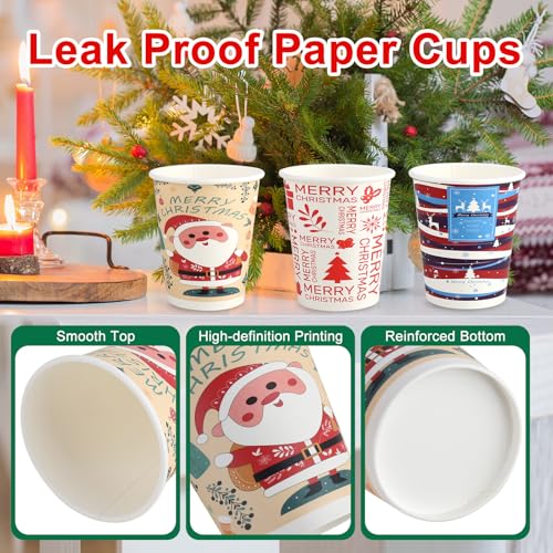 Richboom Christmas Cups, 100 Count 8 oz Disposable Christmas Coffee Cups Holiday Paper Coffee Cups Hot Chocolate Bar Suppl...