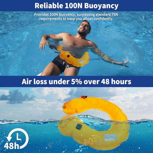 Owntop Manual Inflatable Belt Pack, Adults Swim Jacket with Blowpipe & Whistle, 24g CO2 Cylinder Included, Low Profile for...