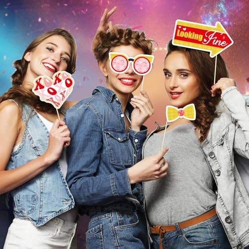 JXYCBZYing Red and Gold Galentine's Day Photo Booth Props - Pack of 24 | Galentines Day Props for Photography, Lovers Self...