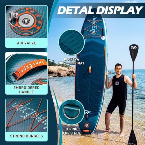 InnoExpo 11' Inflatable Stand Up Paddle Boards with Premium Accessories, Wide Stable SUP Paddle Board Design, Non-Slip Com...