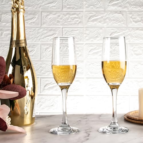 HAKEEMI Elegant Champagne Flutes Set of 16 Champagne Glasses for Wedding or Christmas, 6 oz Ideal for Sparkling Wine - Dis...