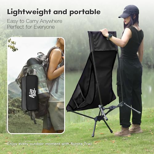 AuroraTrail High Back Folding Camping Chair with Pillow – Lightweight Portable Outdoor Chair with Cup Holder & Carry Bag, ...