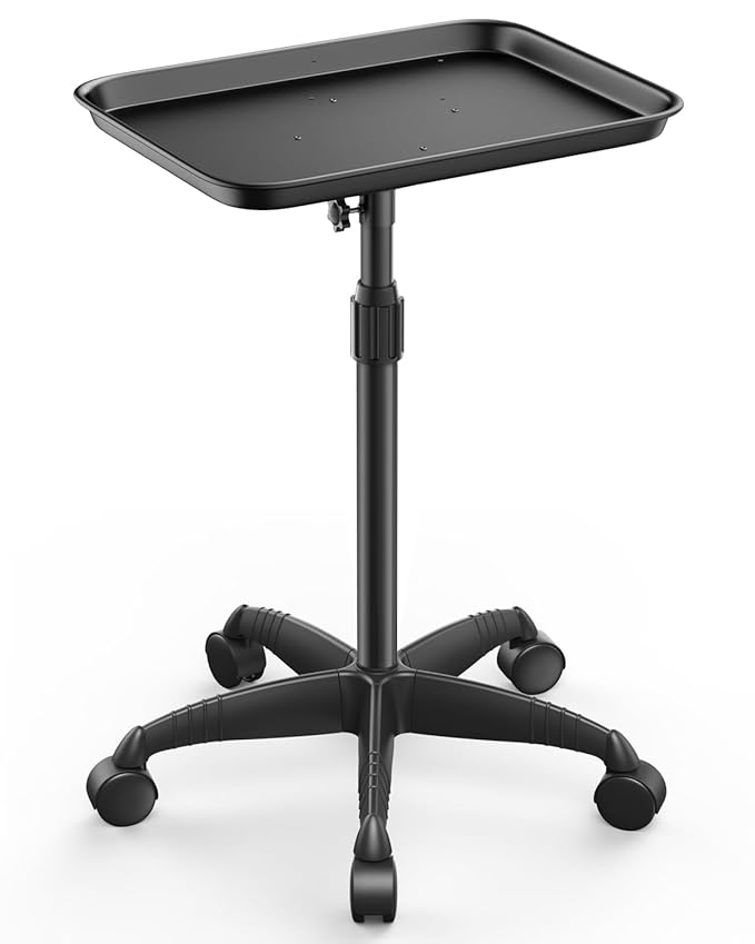 Salon Tray, Adjustable Height Salon Rolling Tray Cart with Wheels, Aluminum Hairstylist Color Tattoo Tray with Wheels for Salon&Spa Use(36inch)