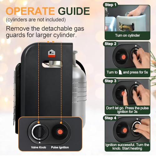 OKF Propane Heater, 6000 to 18000 BTU 3 Modes Indoor Propane Heater with ODS & Tip-over Protection, Outdoor Heaters with G...