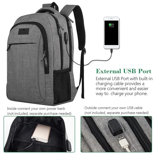 MATEIN Travel Laptop Backpack, Business Anti Theft Slim Sturdy Laptops Backpack with USB Charging Port, Water Resistant Co...