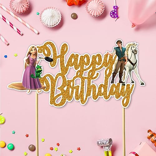 Rapunzl Happy Birthday Cake Topper – Princess Themed Birthday Cake Decoration for Girls – Magical Fairytale Party Supplies...