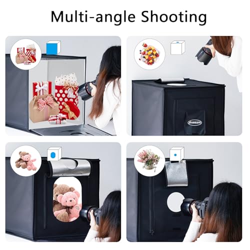 SYSCLOUD Photo Studio Light Box, 20"x20" Professional Photography Photo Light Box with 160 LEDs Lights & 6 Kinds Double-Si...