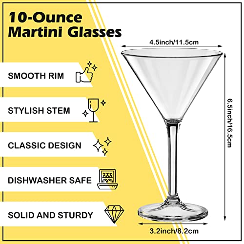 Patelai 30 Pcs 10 oz Unbreakable Martini Glasses Set Disposable Plastic Martini Glasses Clear Stemmed Cocktail Cups Drinkw...