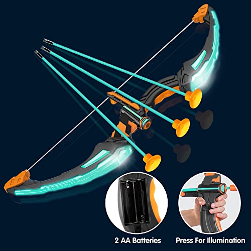 JOYIN Kids Bow and Arrow Set, LED Light Up Archery Toy Set with 9 Suction Cup Arrows, Target & Arrow Case, Indoor and Outd...