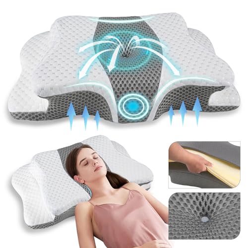 Pain Relief Cervical Pillow for Neck Support,Adjustable Ergonomic Pillow Cozy Sleeping,Odorless Orthopedic Memory Foam Pil...