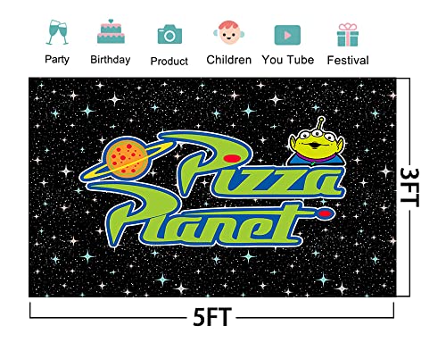 Pizza Planet Backdrop for Birthday Party Decorations Outspace Background for Baby Shower Party Cake Table Decorations Supp...