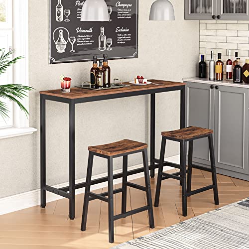 HOOBRO Bar Stools, Set of 2 Bar Chairs, 23.6 Inch Saddle Stools, Kitchen Counter Seat with Footrests, Industrial Barstools...