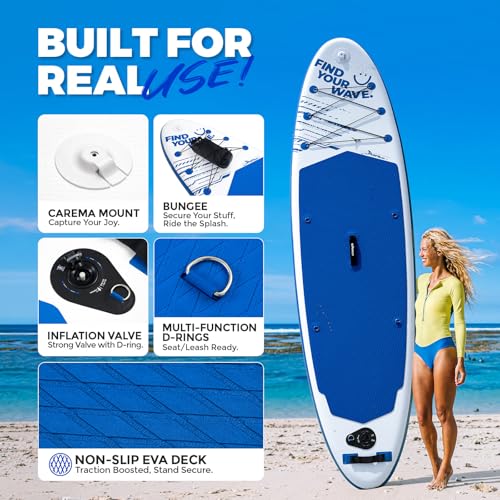 Quashley Inflatable Stand Up Paddle Board,Inflatable Paddleboards 32/34 Inch Wide,All Around SUP for Beginners with Lightw...