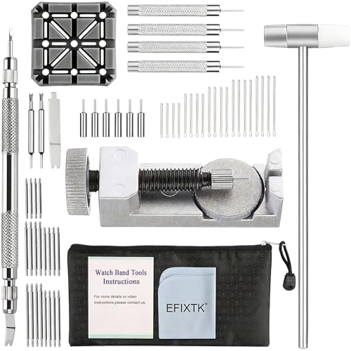 Watch Band Strap Link Pins Remover Repair Tool,24 in 1 Kit with 6 Extra Tips Replacement,20PCS Cotter Pin,Spring Bar Tool ...