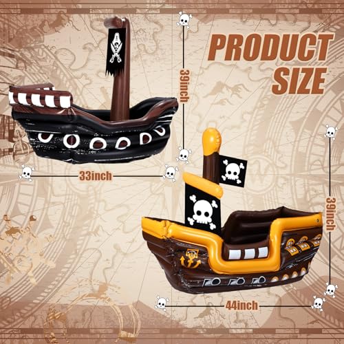 Zhanmai 2 Pcs Inflatable Pirate Ship Drink Cooler Inflatable Serving Bar Food Container for Summer Carniva Mardi Gras Pira...