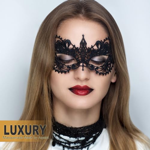 Aqearl Masquerade Mask for Women Lace Eye Mask Venetian Halloween Mask for Costume Party Prom Ball