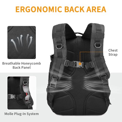 Military Tactical Backpack 30L Molle Rucksack EDC Daypack Small Bug Out Bag for Outdoor Hiking Travel Camping Cycling