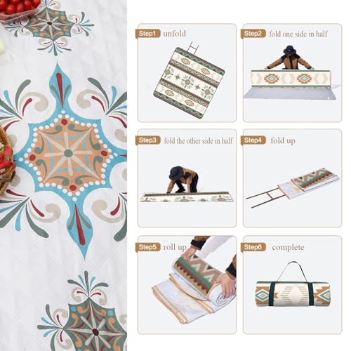 YRXRUS Picnic Blankets, Flying Chess Picnic Mat for Waterproof Foldable, 79”x79” Extra Large Thick, Sandproof Oversized Ou...