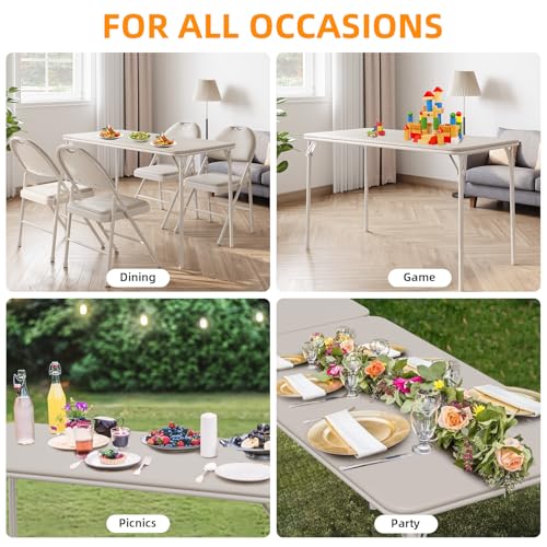 Garvee Portable Folding Table and Chairs Set with Metal Legs and Thicken Padded Cushion, No Assembly Required, for Events,...