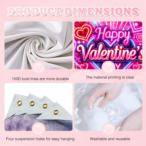 BlissYard Valentine’s Day Neon Banner Happy Valentine Backdrop Love Heart Light Effect Background for Valentine Party Deco...