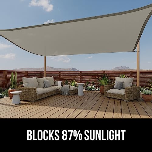 GORILLA GRIP Heavy Duty Sun Shade, UV Protection Fade Tear and Rust Resistant Rectangle Sunshade Canopy, Curved Edges Bloc...