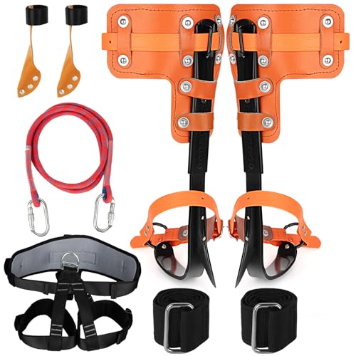 Xeoca Tree Climbing Spikes Set Tree Climbing Gear 1 Pair Alloy Steel Climbing Spurs 350lbs Load Capacity Arborist Equipmen...
