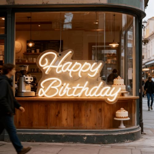 THIIXDAI Happy Birthday Neon Sign for Wall Decor, Happy Birthday Light Up Sign, Art Decoration Neon Light, Happy Birthday ...