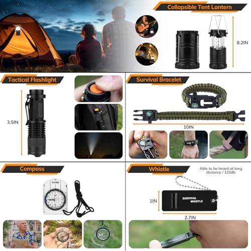 Survival Kit, 250pcs Survival Tools Tactical Gear and Trauma Bag, Survival First Aid Kit with Molle Crossbody Bag & Emerge...