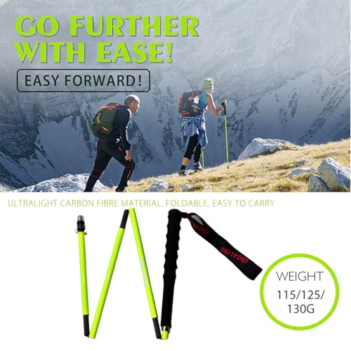 OKHEALING High Strength Carbon Fiber Trekking Poles 1 Pair Foldable in 5 Sections, Lightweight and Sturdy, Suitable for Hi...